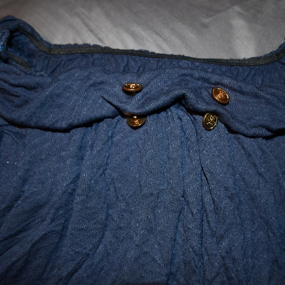 Navy Blue Ruffle Shoulder Top - Picture 2 of 2